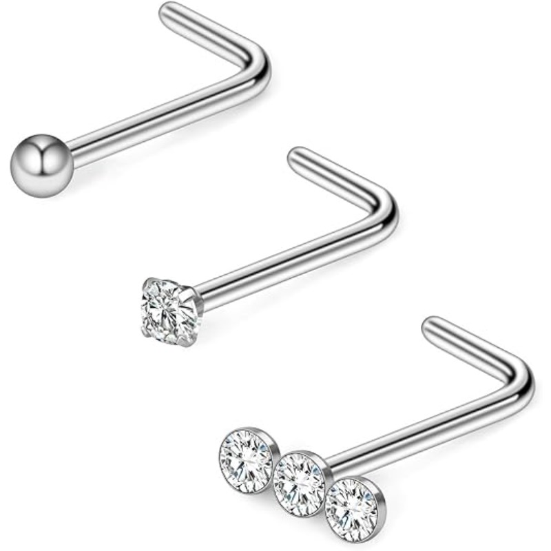 Body Jewelry Diamond - 3PCS 20G Surgical Steel Triple Linear