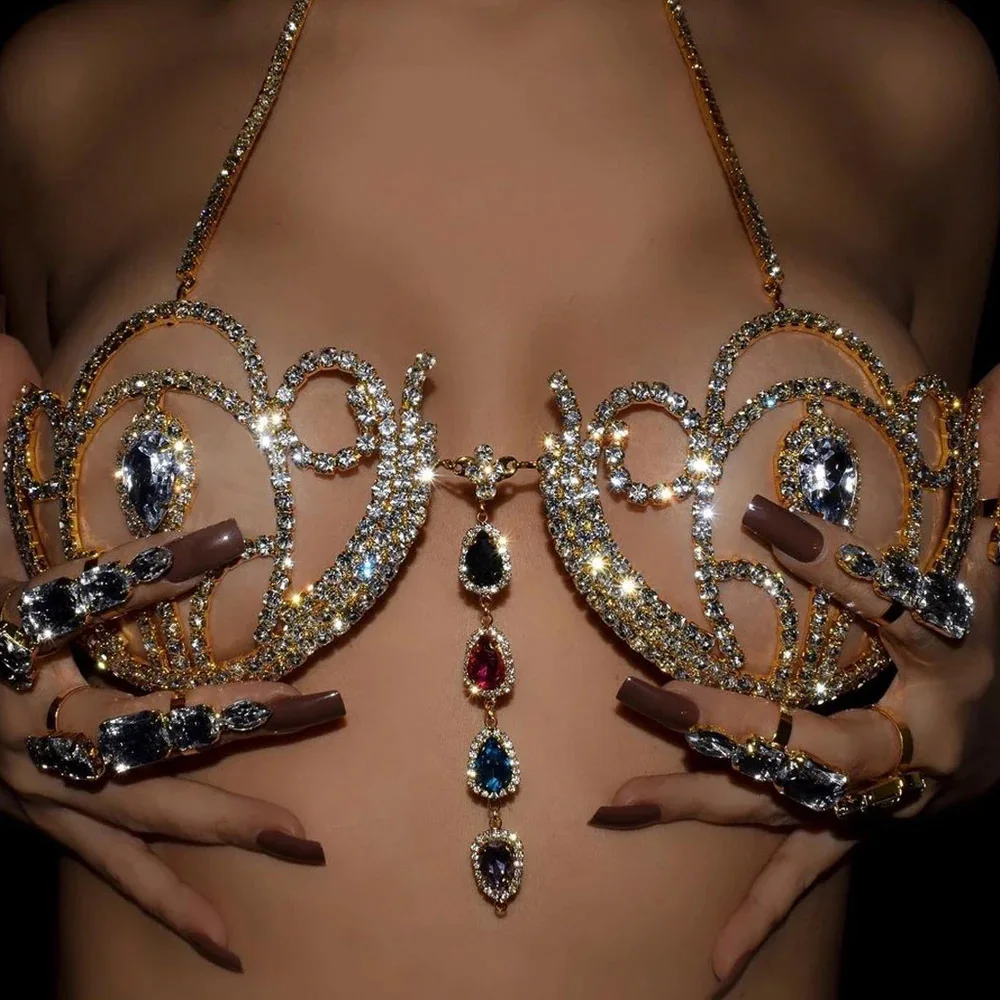 Body Jewelry Helix - Luxury Rhinestone Bikini Bra Geometric Water