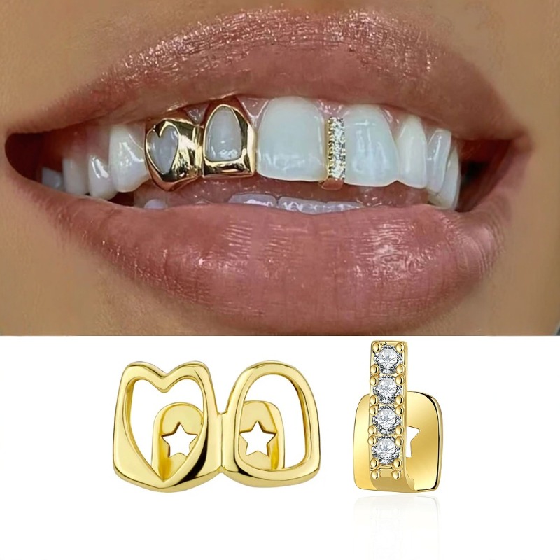 Body Jewelry Lot - -Golden Grillz Tooth Jewelry Set for