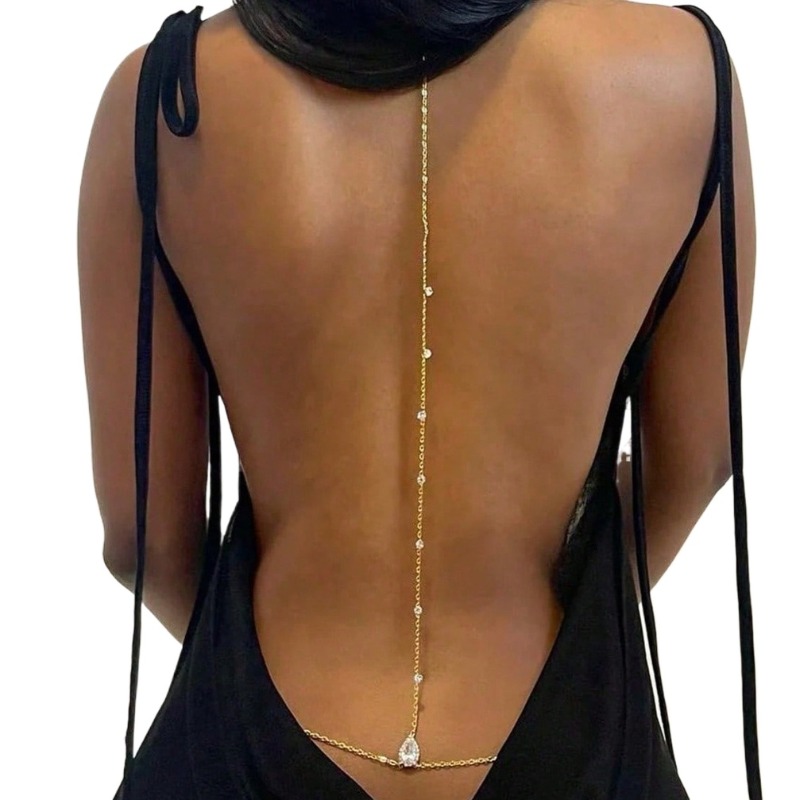 Body Jewelry In Bulk - Bride Backless Rhinestone Waterdrop Body Chain