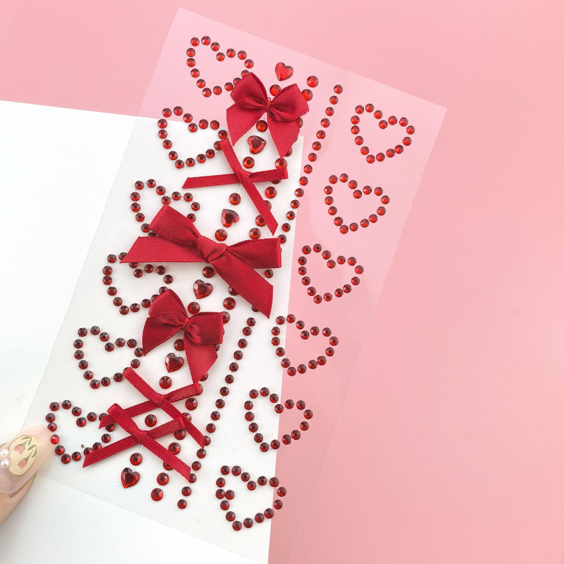 1 Sheet Red Ribbon Bow Sparkly - đánh giá và giá Body Jewelry Diamond